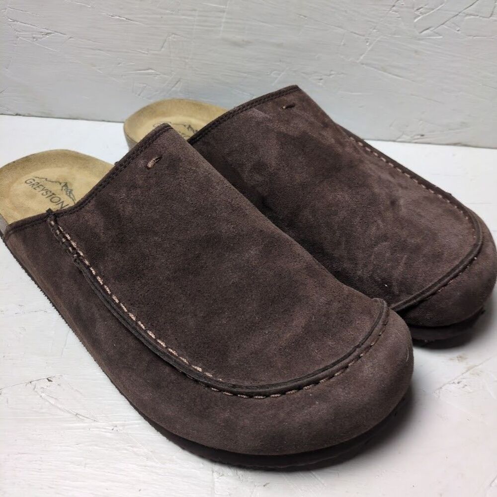 Greystone Brown Suede Men's 12 Comfort Clog Casual Shoes Rugger